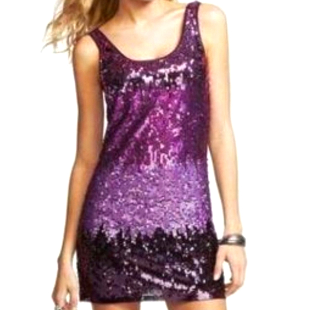 Express purple ombre sequin dress